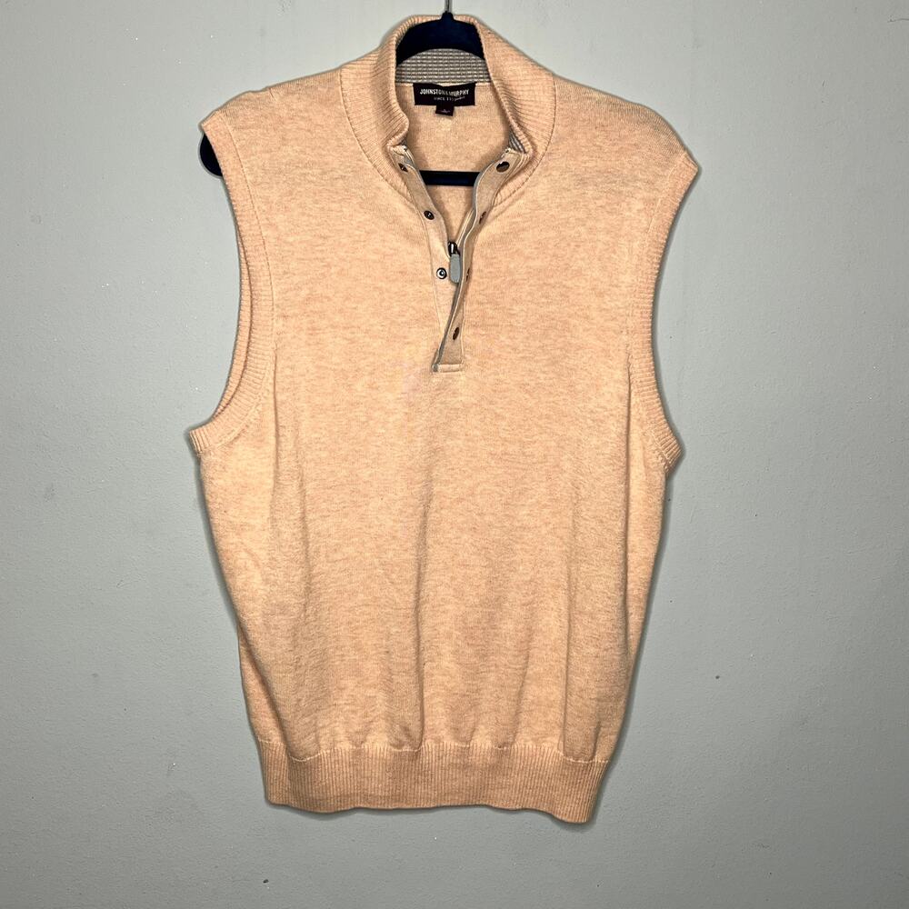 Johnston & Murphy Orange Pima Cotton 1/4 Snap Zip Sweater‎ Vest Size Large